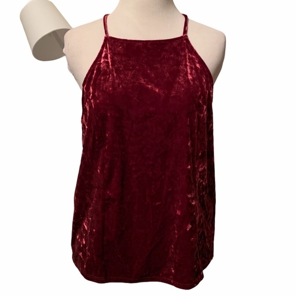 Soprano Wine colored velvet skinny strap tank top - Picture 1 of 6